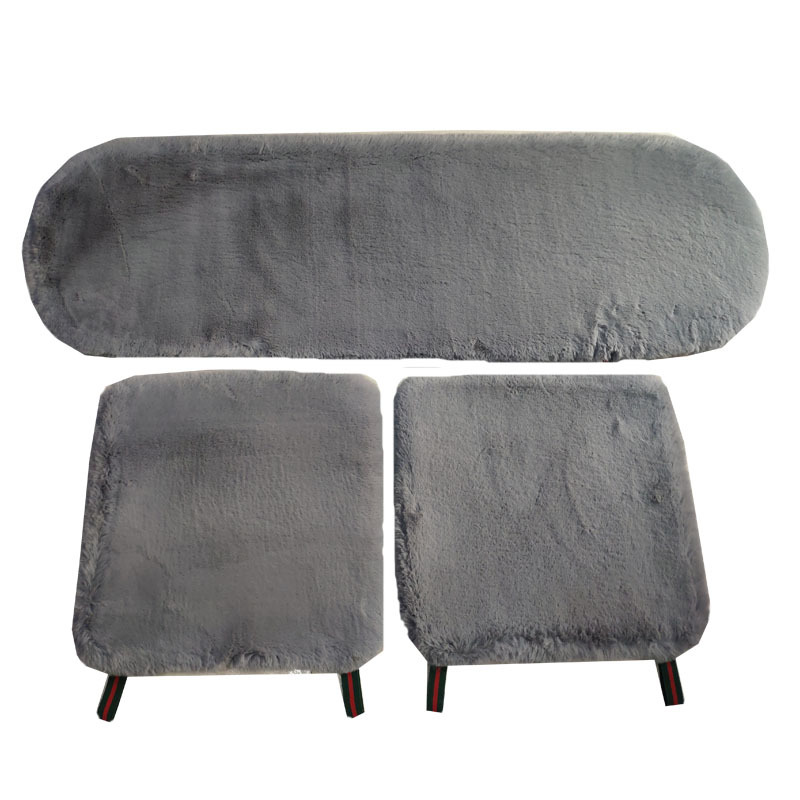 Autumn and Winter encryption thickened imitation rabbit fur three-piece car cotton cushion square cushion imitation wool car cushion without back cushion