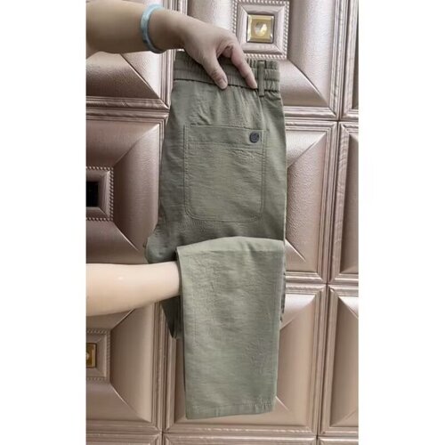 Pants for work: 9-inch cotton and linen straight-leg loose summer thin waistband men's linen casual pants