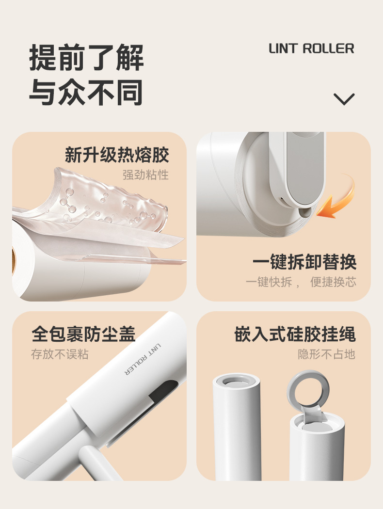 Cross-border New Lint Roller Household Pet Hair Remover Multifunctional Plastic Creative Portable Bedroom Bathroom Dedicated