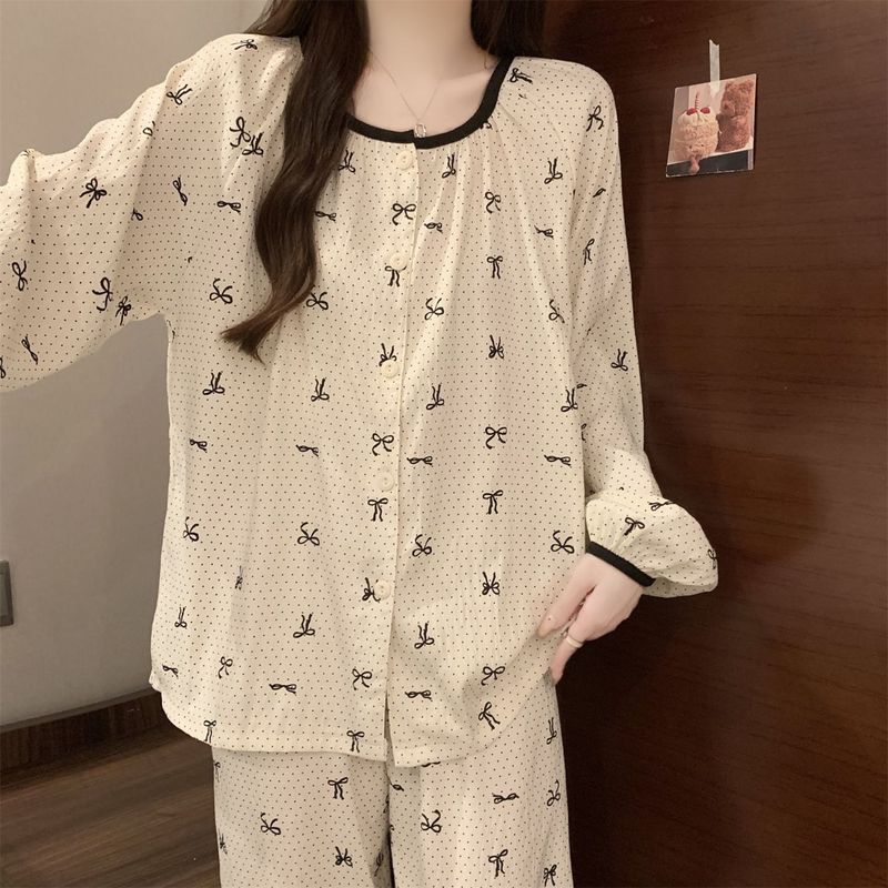 云朵棉睡衣女春秋季新款韩系甜美公主风圆领长袖套装家居服可外穿|undefined