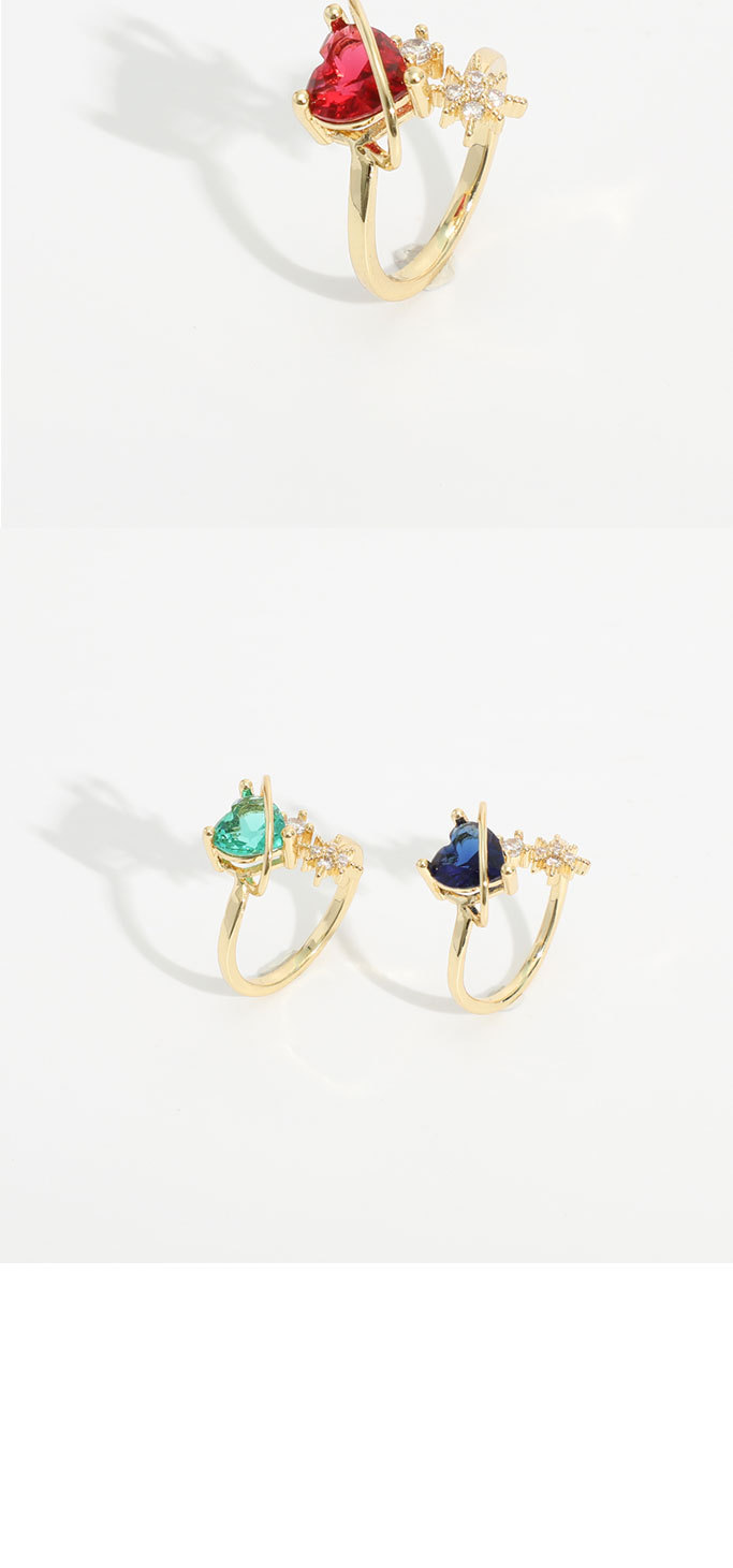 new copper electroplating 18k heart star star zircon opening adjustable ringpicture2