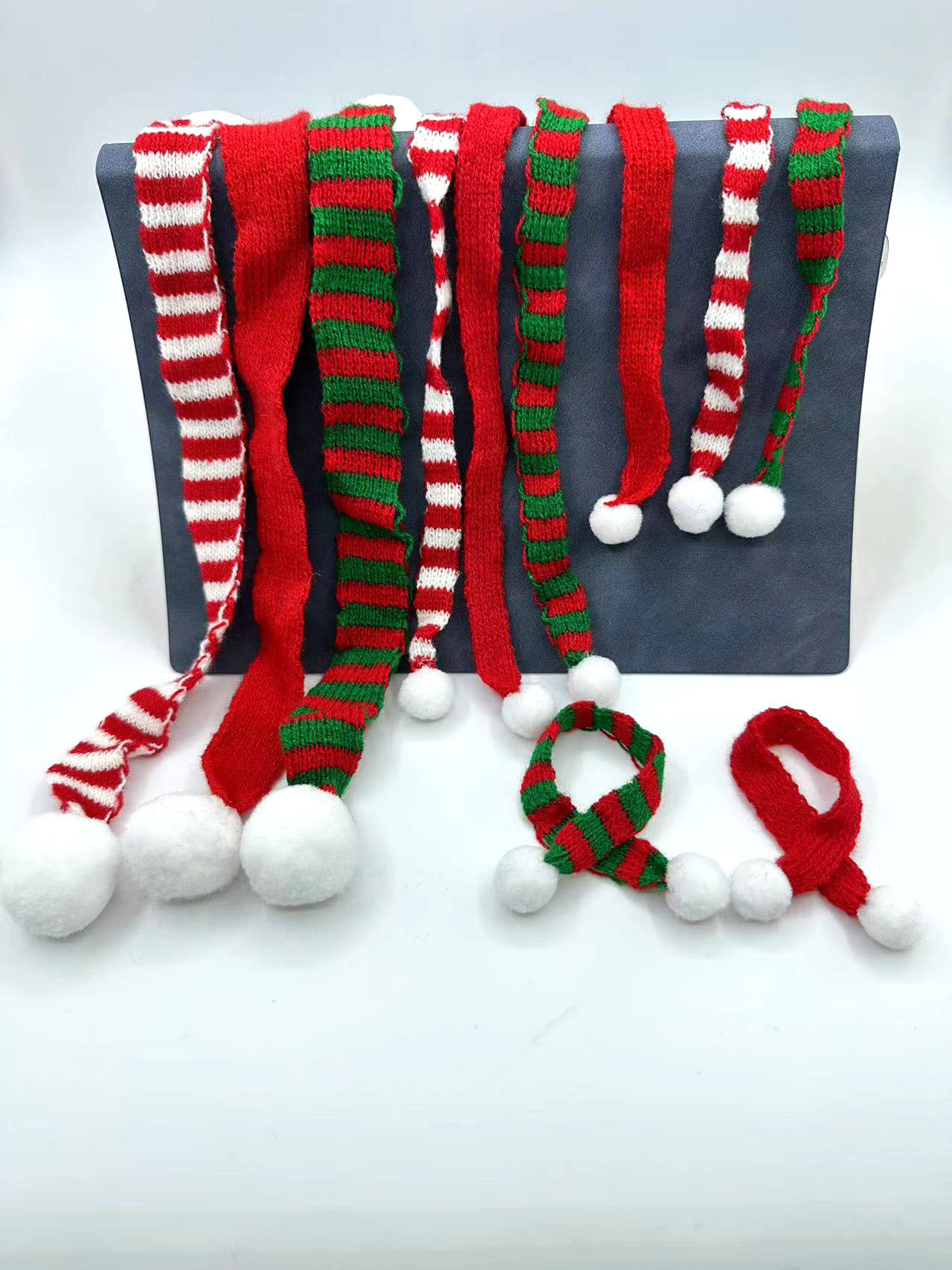 公仔小围巾迷你圣诞围巾圣诞节装饰品 针织迷你小围巾