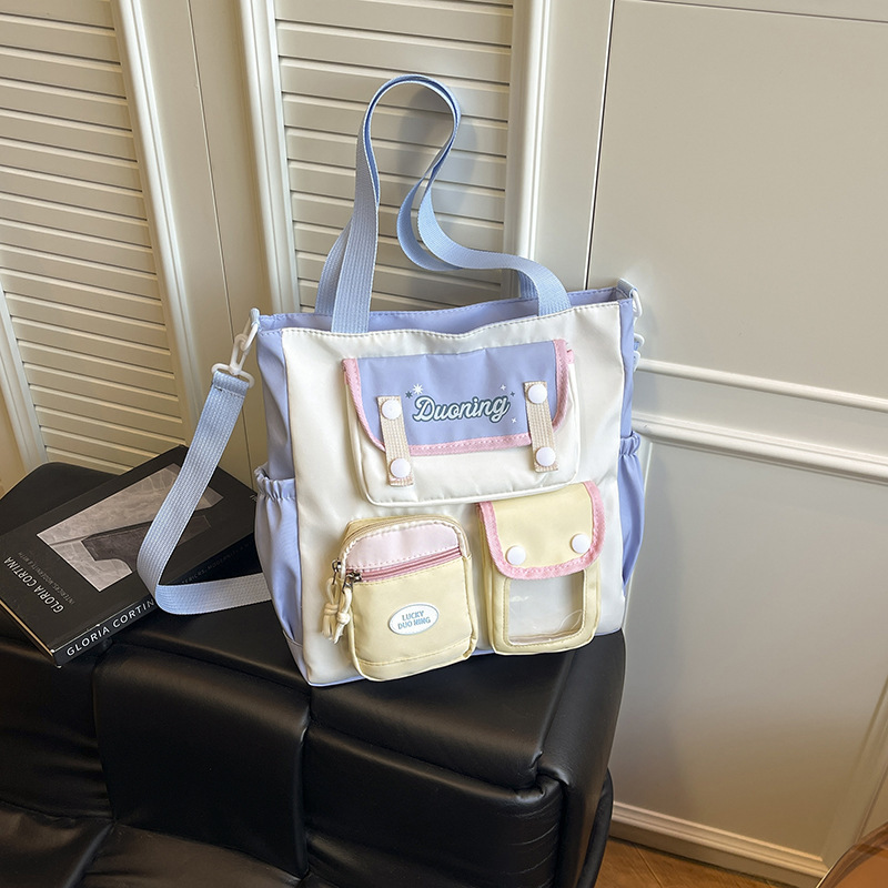 Japanese-Style Cute Color-Blocking College-Style Bag for Female Students Attending Classes, Versatile Shoulder and Crossbody Bag for Girls Japanese-Style Cute Color-Blocking College-Style Bag for Female Students Attending Classes, Versatile Shoulder and Crossbody Bag for Girls