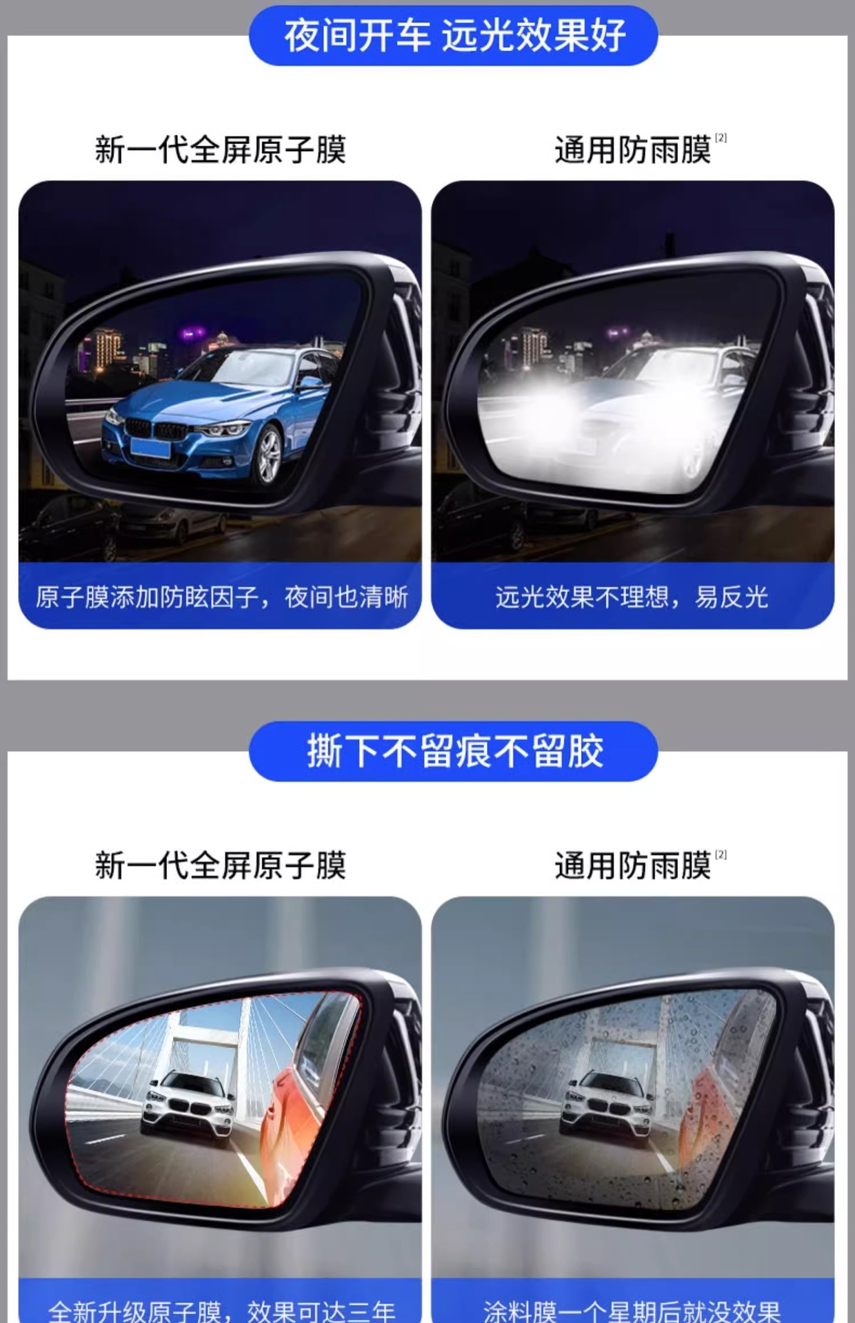 Rearview mirror rainproof film film reversing mirror reflective car artifact waterproof rainproof glass anti-fog rainy day