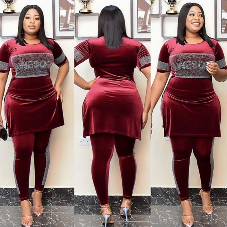 Women's Clothing fashion women's velvet top pencil pants slim suit hot diamond_voghion.com