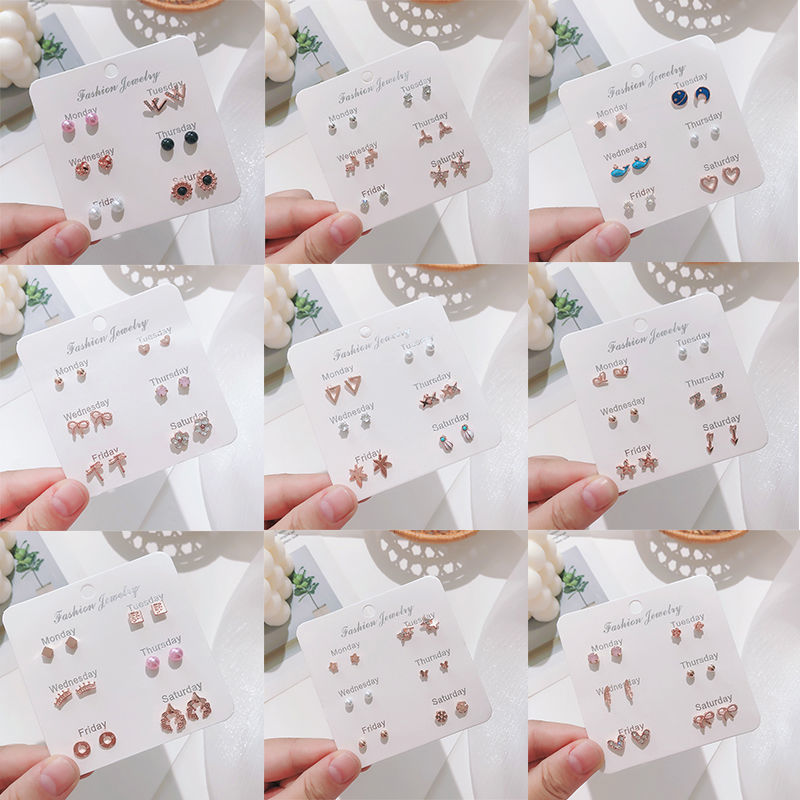 Korean Version Of Autumn And Winter Earrings Set Temperament Pearl Bow Earrings Wholesale display picture 2