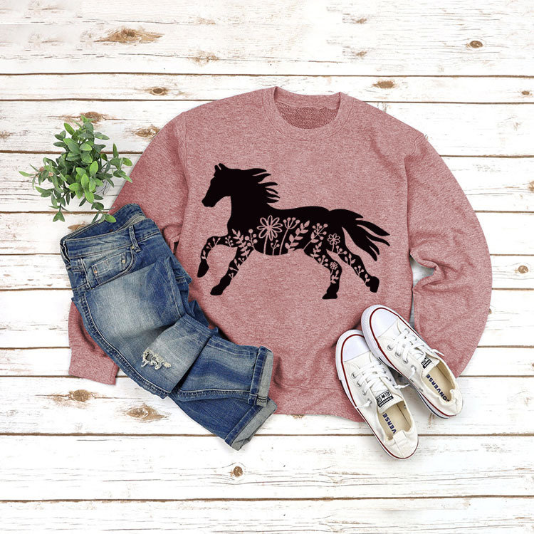 Amazon estación independiente en stock cuello redondo europeo y americano superior manga larga impresa eBay cómodo suéter transfronterizo Comercio exterior venta al por mayor