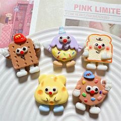 漫画のビスケットの人のかわいい食事はクリームのゴムのDIYの携帯電話の樹脂の装飾を遊んで車のコップの穴の靴の花の部品を貼ります。
