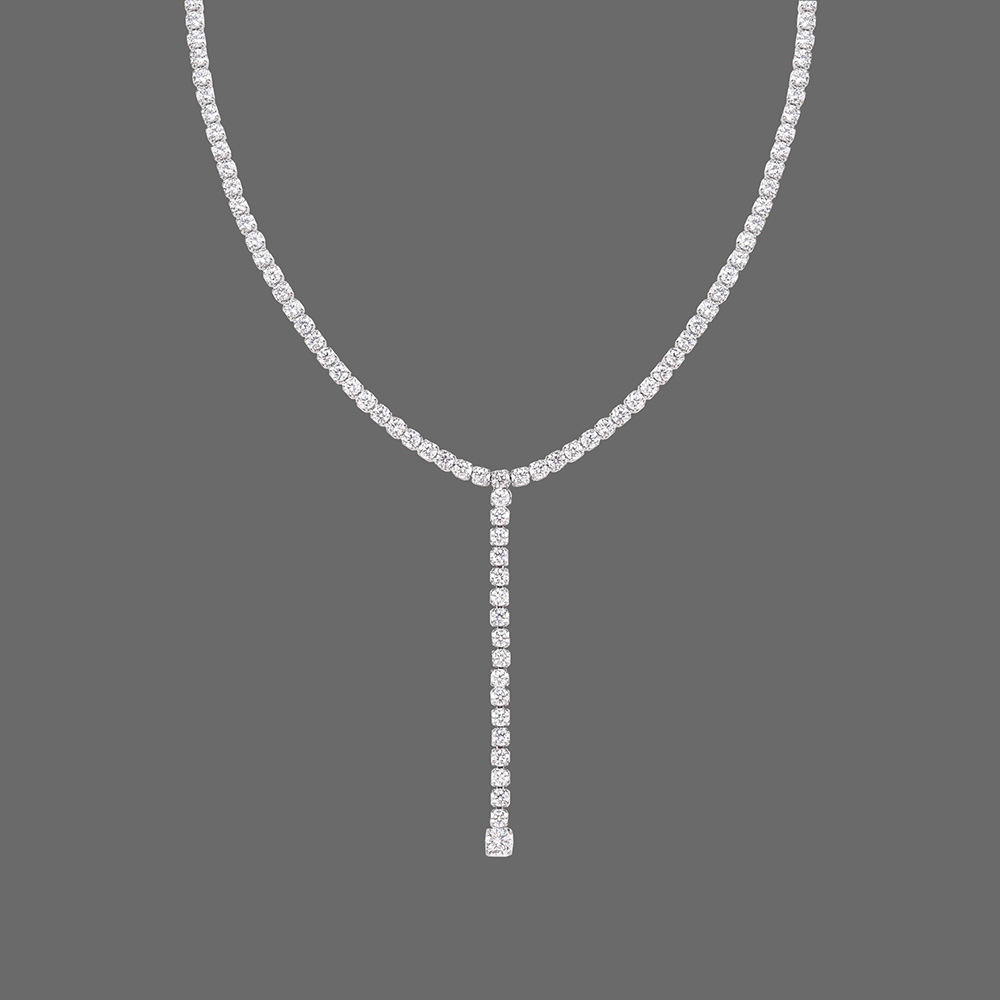 Fashion Solid Color Titanium Steel Inlay Artificial Gemstones Necklace 1 Piece