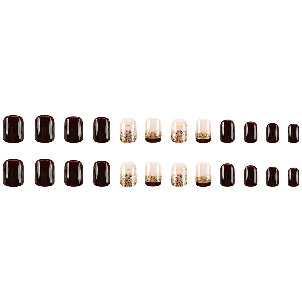Comercio exterior venta caliente ropa de uñas, hoja de oro, marrón, pegatinas de uñas francesas, ropa de uñas postizas, press on nails image 6