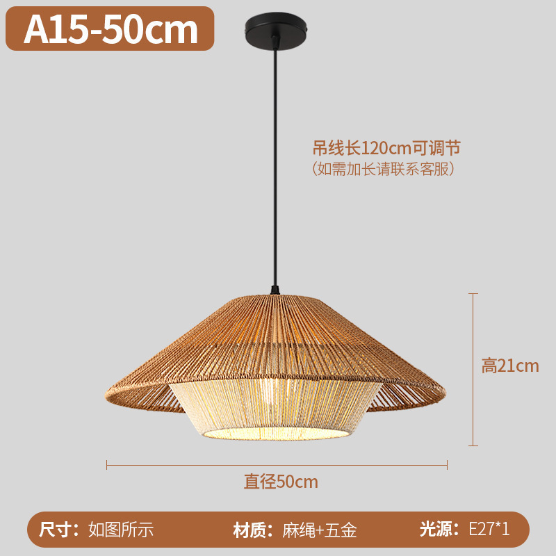 Lámparas transfronterizas de Zhongshan, tejido de cuerda de cáñamo hecho a mano, salón de té creativo retro, restaurante, dormitorio, candelabro