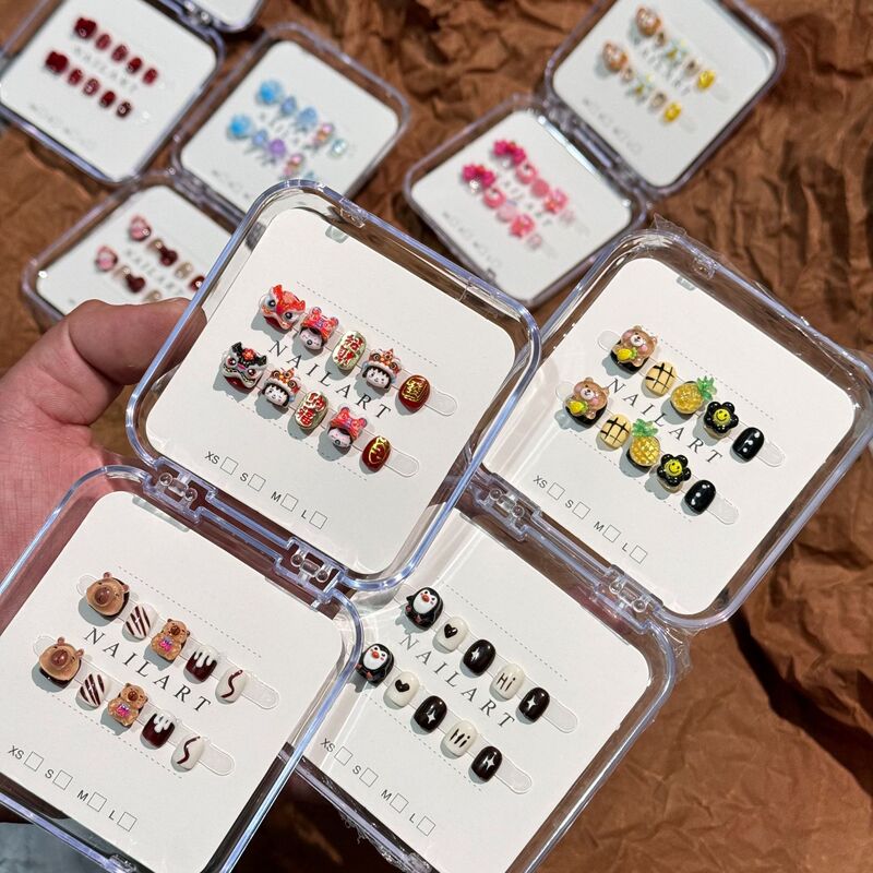 [Collection] Purely Handmade Kidsren's Wearable Nails 2026 New Year's New Nail Stickers Removable Nail Pieces for Little Girls