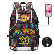 跨境直供篮球明星双肩背包 USB电脑包大学生书包夜光书包