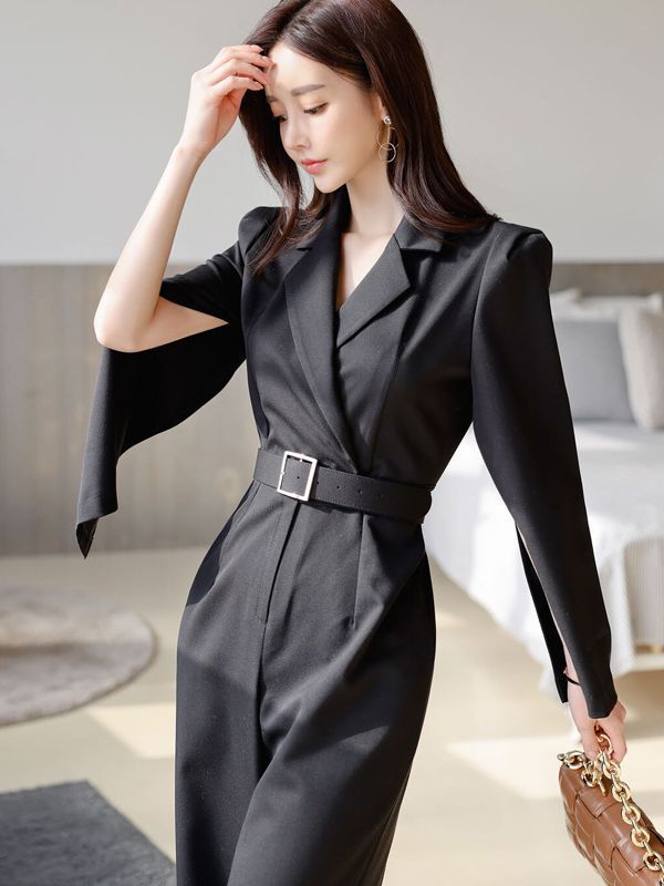 Yujie fan lugar de trabajo traje mono ropa de mujer transfronteriza otoño nuevo estilo coreano traje elegante collar cintura-apretado mono