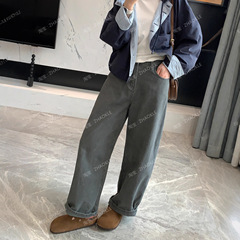 春不晚~ 重工炒盐牛仔弯刀裤洋气烟灰色森海棉高腰休闲长裤2025秋
