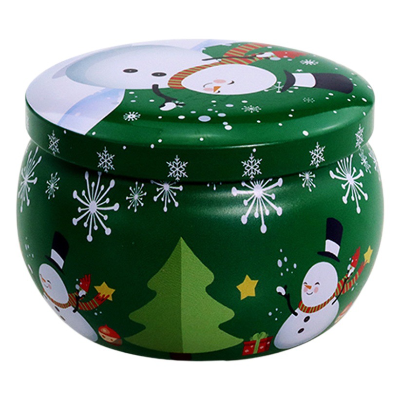2021chocolate Navidad pequeña caja de hierro estaño hojalata creativo galleta caramelo tarro Navidad vela tarro en stock