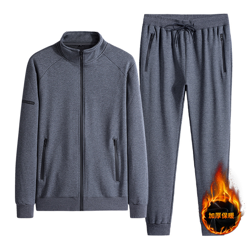 Algodón transfronterizo ocio calentamiento conjunto hombre de mediana edad otoño y invierno acolchado sudadera con capuzas grandes
