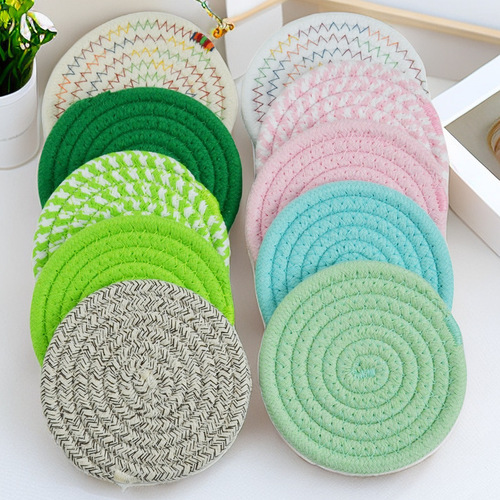 Coasters Nordic INS cotton rope woven heat-insulating hot pot mat cotton cord anti-scald dining table round thick mat