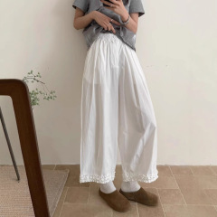 25春夏の新型レースのワイドパンツの女性韓国版はゆったりしています。