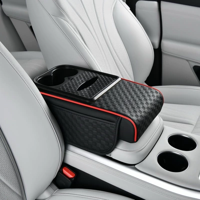 Armrest box pad Booster Pad Car Center Armrest - black-and-red-strips