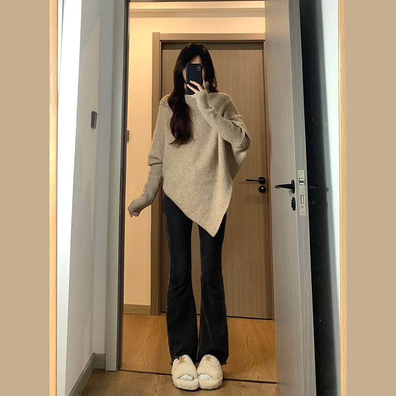 Dammen Pullover Mat Héichkraag Stréckpullover Hierscht Wanter_voghion.com