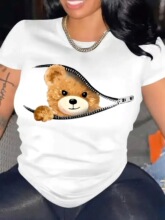 I 10319 Cartoon Bear Print T-shirt ��ͨС��T��