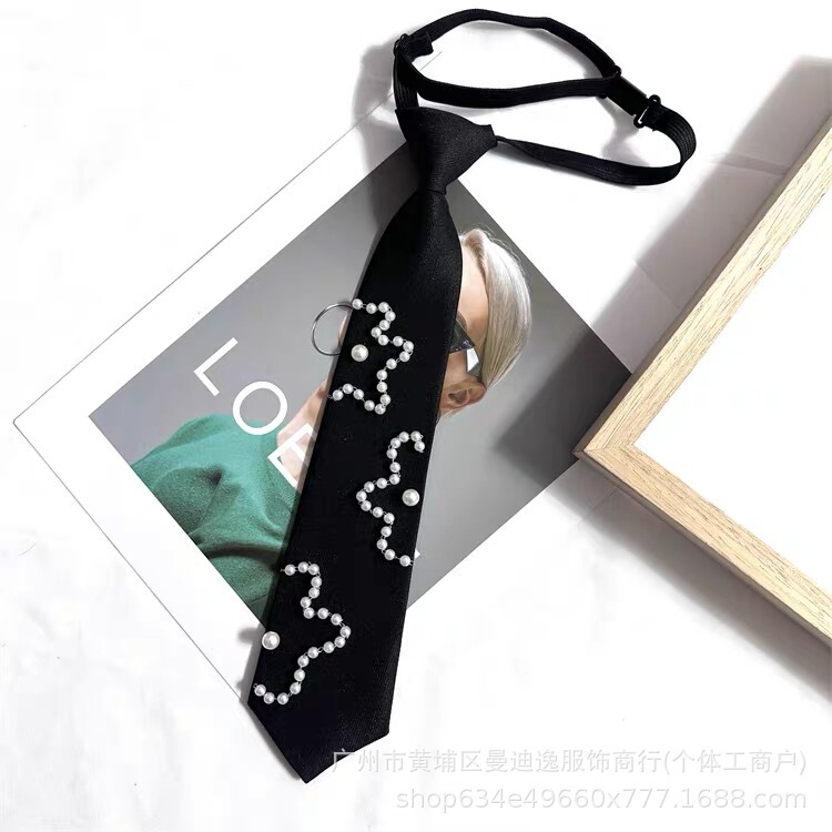 Handmade Pearl Jk Uniform Tie Knot-Free Women's Shirt Accessories Niche Photo Photography Preppy Style Decorative Tie