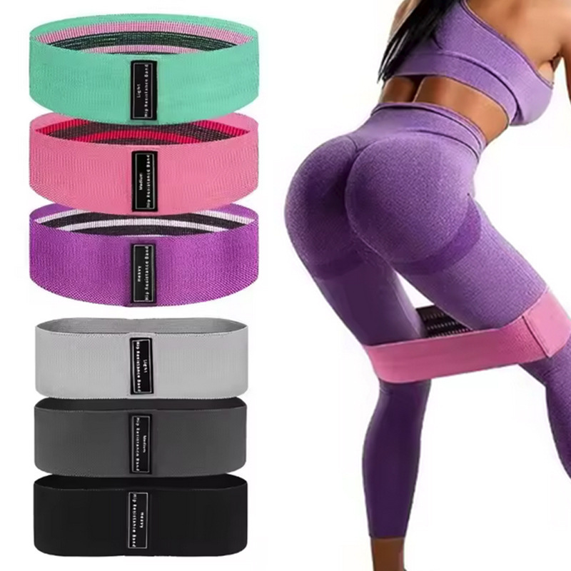 Cross-border yoga stretch with polyester cotton hip circle squat hip resistance band woven fitness elastic ring suit in stock