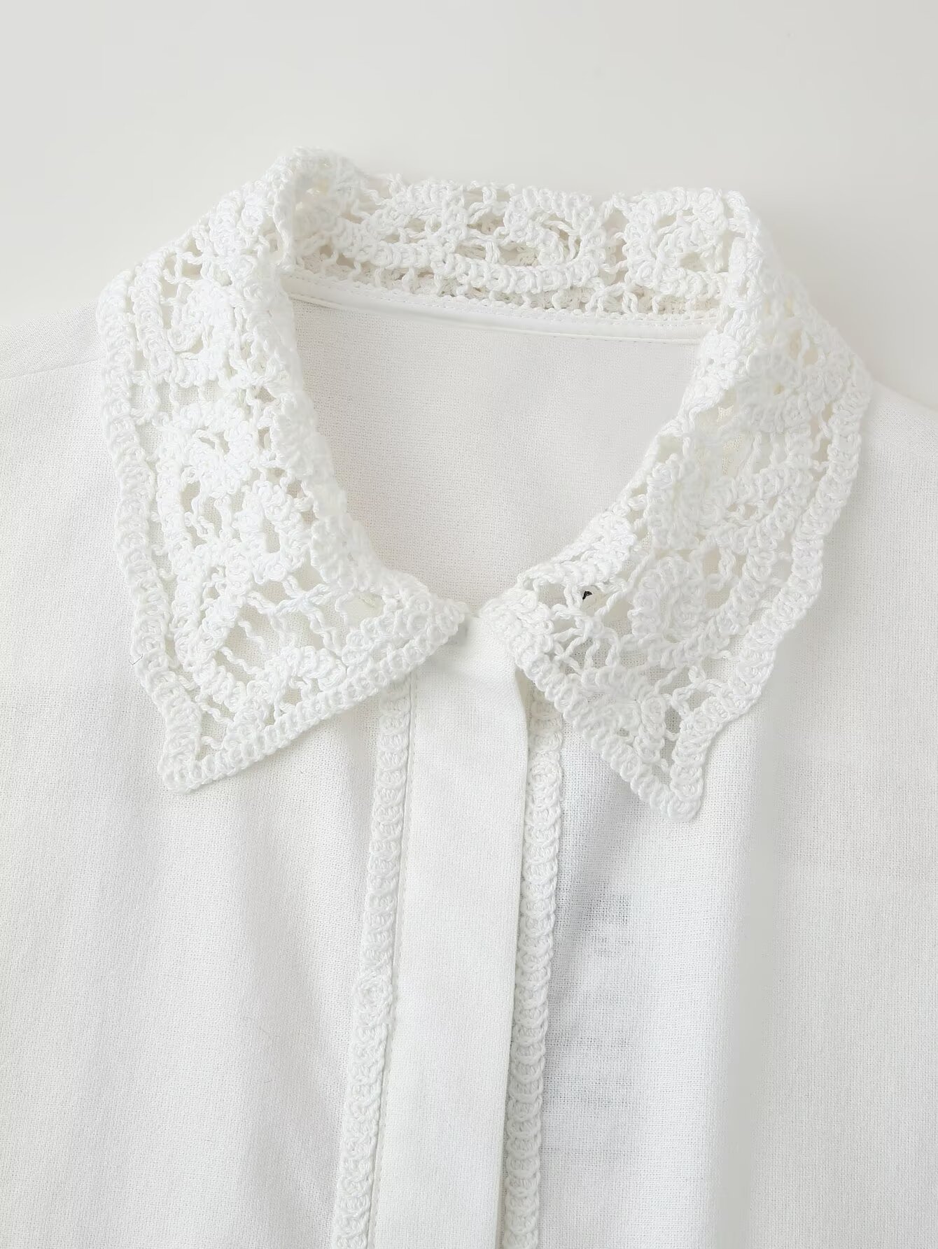 GraceChic 2025 Spring New Fashion Lace Hollow Out Set Women's Turn-Down Collar Shirt Mid-Waist Straight-Leg Pants_voghion.com