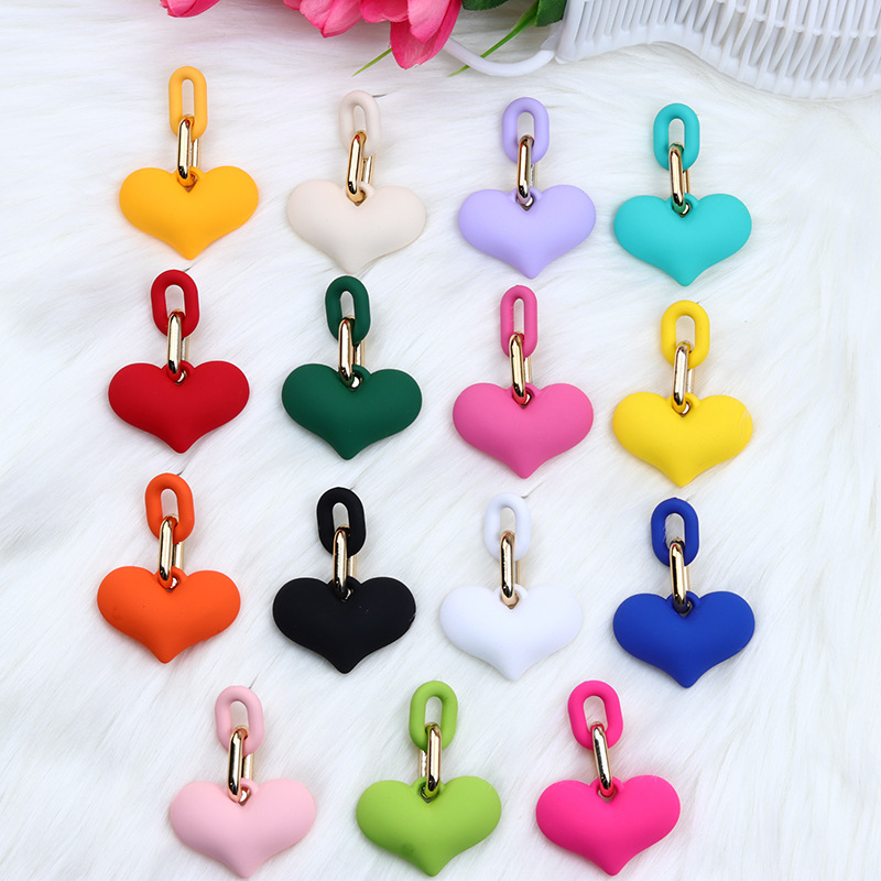 Daily Occasion Acrylic Material 1 Pair IG Style Heart Shape Spray Paint Arylic Drop Earrings