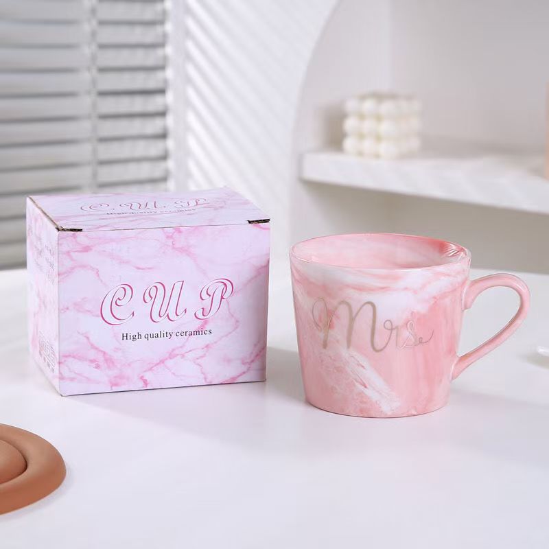 대리석 패턴 - 비스듬한 입 핑크 [단일 컵 컬러 박스]