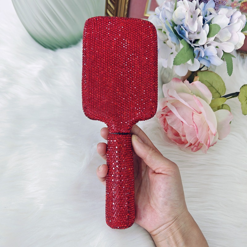 Alto aspecto champán diamante incrustado placa grande peine para las niñas, el hogar no duele el pelo masaje cojín de aire peine ins peluquería peine del pelo