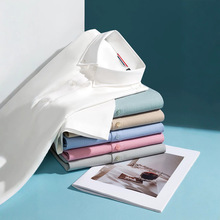 2026年夏季短袖衬衫亚麻棉扣领纯色职业装正装工作服商务休闲衬衣