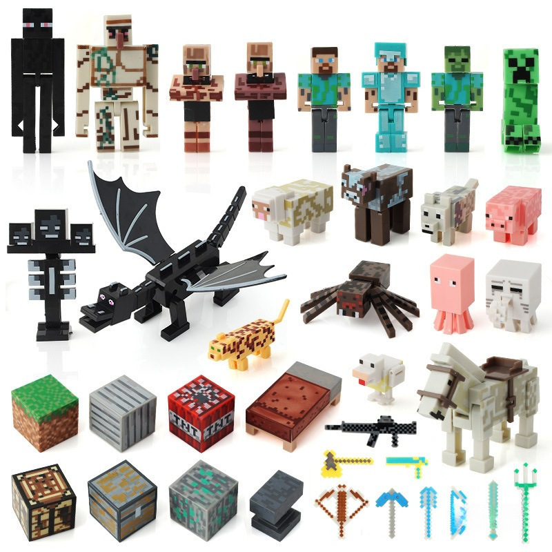 Minecraft Plastic Toy Doll Figure Ender Dragon Steve Creeper Iron Golem Doll Doll Model