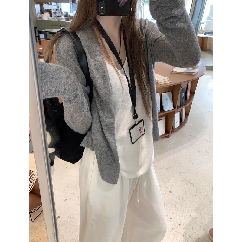 轻薄松弛感针织开衫女春季2025韩版防晒罩衫洋气减龄时尚外搭上衣|undefined