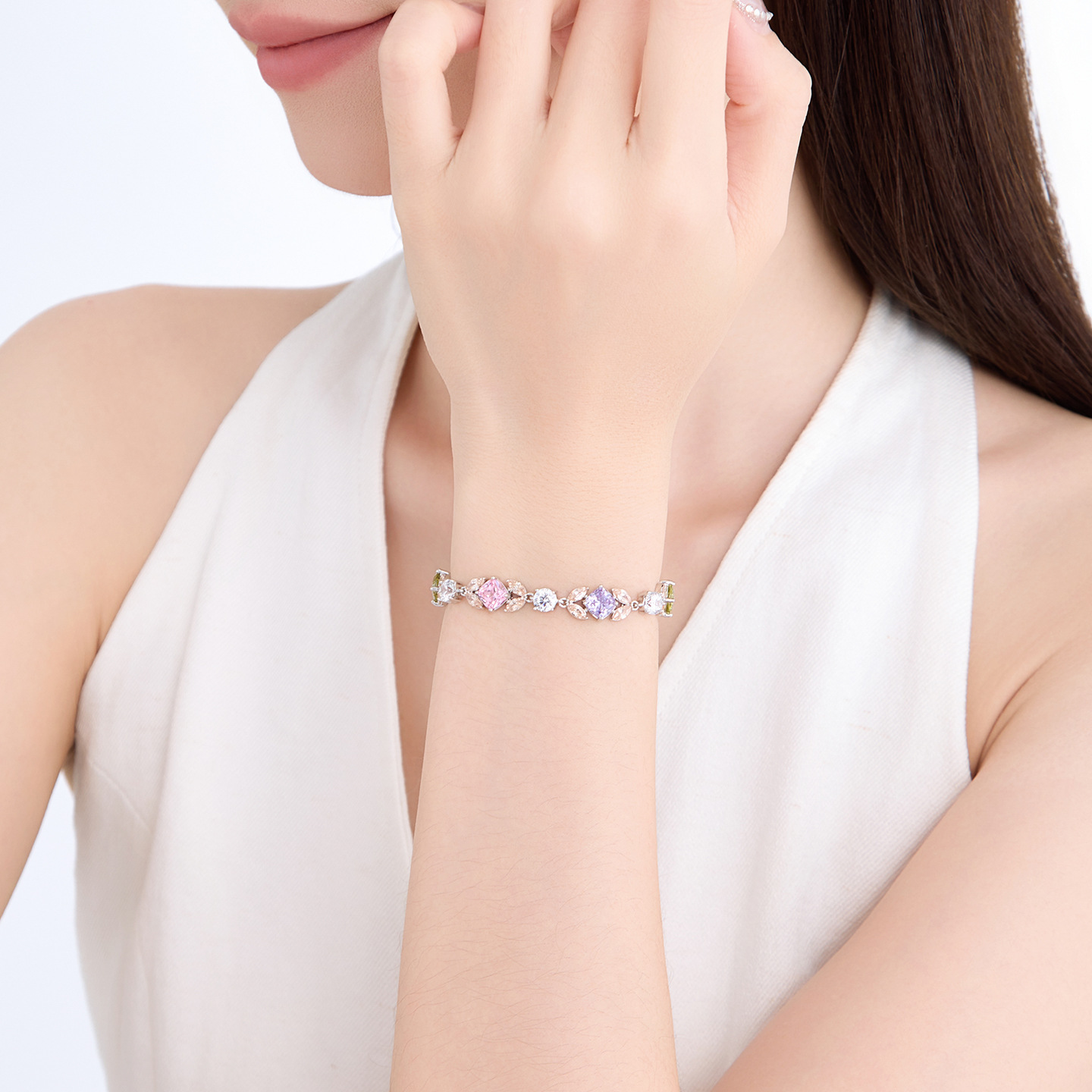 Pulsera Geométrica de Hojas de Aleación de Cobre para Mujer