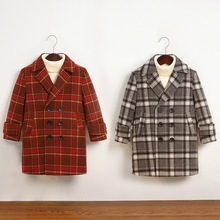男童呢子大衣儿童冬装夹棉加厚韩版格子休闲毛呢外套中大童上衣潮