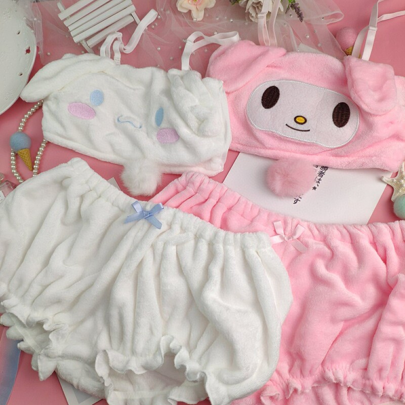 Clearance Special Japanese Cartoon Yugui Dog Girl's Tube Chest Winter Warm and Sweet No Steel Rings Comfortable Underwear suit