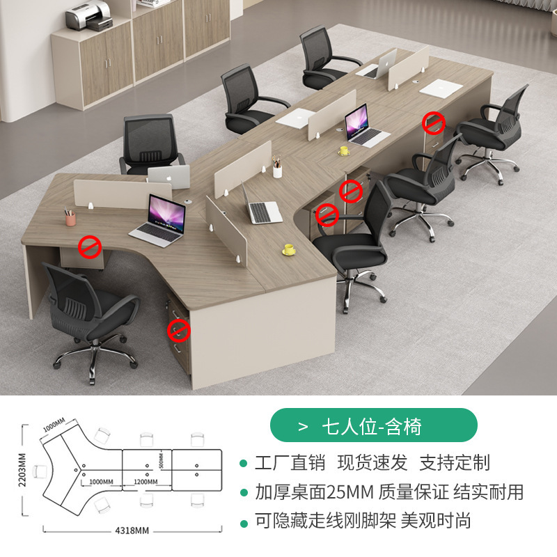 电脑职员桌3/5/6人工位异型简约现代屏风隔断办公室财务组合桌椅|undefined