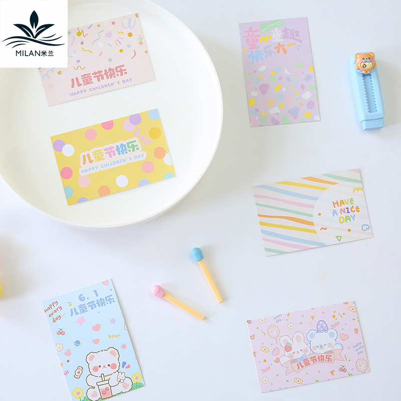 Tarjeta del Día del Niño Tarjeta de felicitación Diy Flores Aperitivos Ramo Material de embalaje Tarjeta de regalo Etiqueta engomada