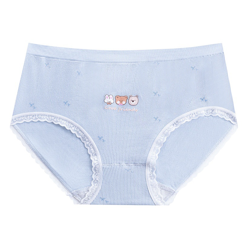 Otoño e invierno lindo oso algodón antibacteriano entrepierna transpirable niña cintura media cadera lindo japonés cómodo calzoncillos agradables para la piel