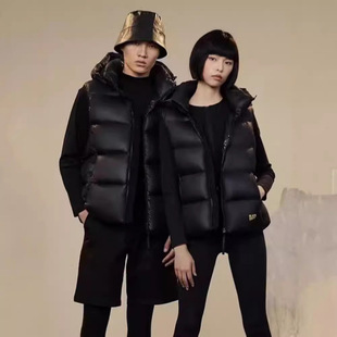 Winter New Black Gold down Hooded Vest Short Thickeneded Warm and Cold-Proof Loose Casual Couple Goose down Jacket
