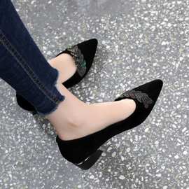 一脚蹬女鞋2024年新款低跟黑色工作鞋时尚气质女鞋布鞋女