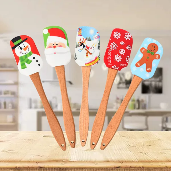 Medium Creative Christmas Silicone Spatula Snowman Series Spatula Silicone Kitchen Baking Cake Mixing Baking Tools