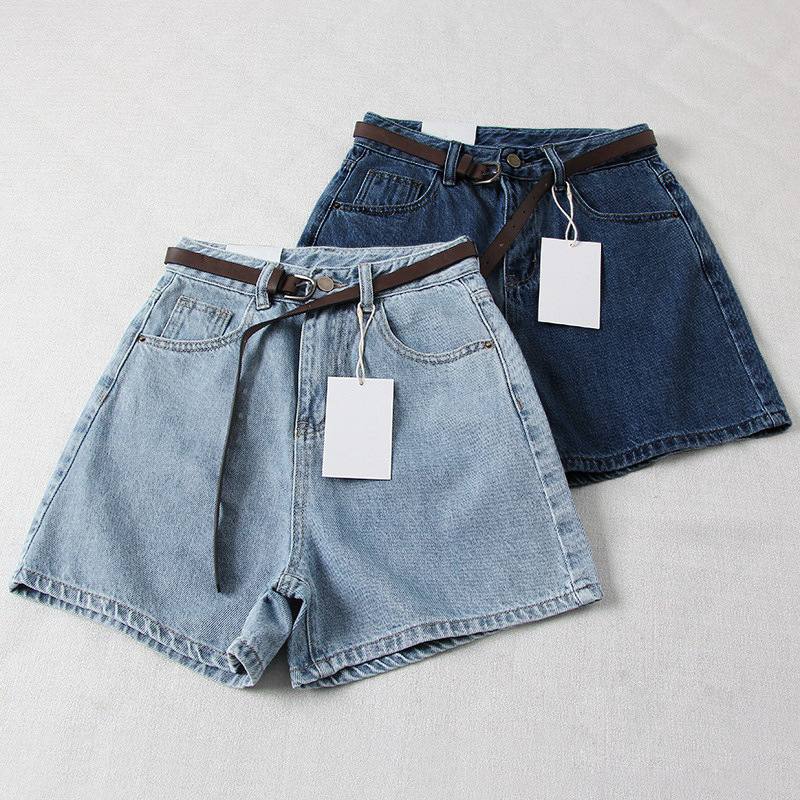 Korean Style Ins High-Waisted Denim Shorts for Girls Summer 2025 New Loose Casual Slimming Look Hot Pants for Small People