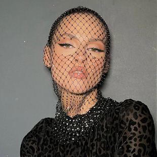 Luxury flash diamond hollow fishing net pirate hat turban European and American fashion hair net hat tide nightclub party music festival must