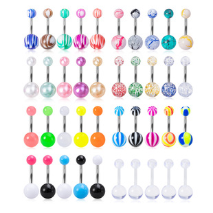 Acrylic combination set belly button ring stainless steel rod soft Rod Amazon Europe and the United States cross-border puncture jewelry