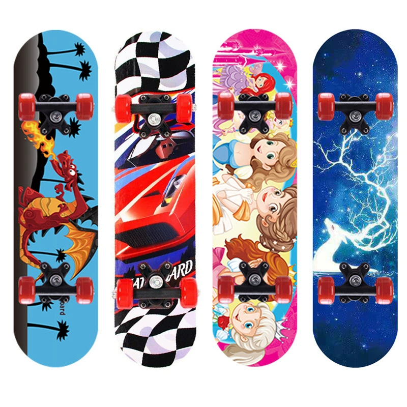 Четырехколесный скейтборд с двойным креплением для мальчиков и девочек, модель 1705, для начинающих, двусторонний, детский, для трансграничной торговли, модный скейтборд