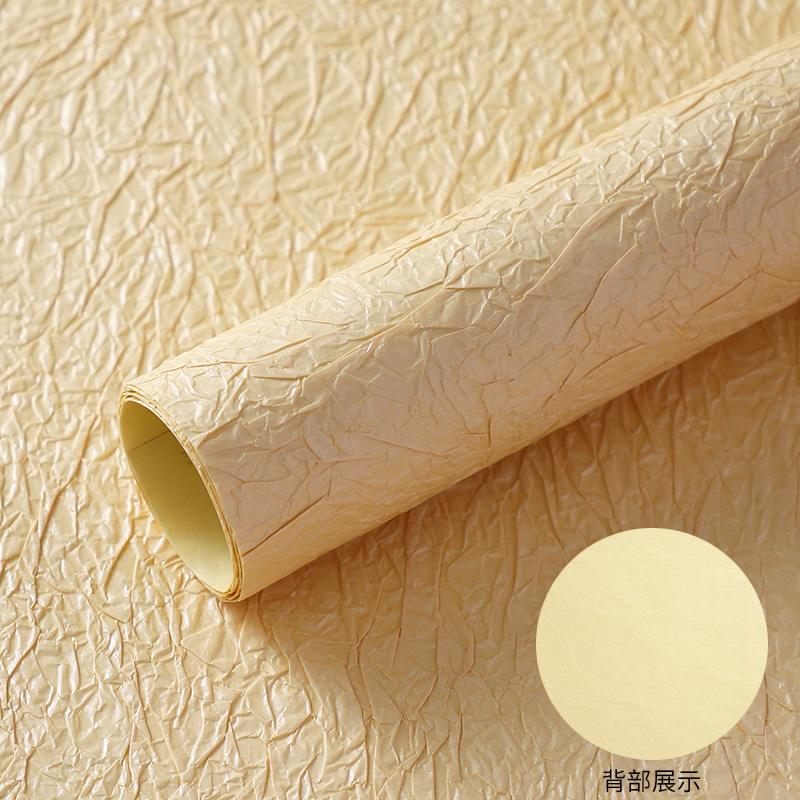 Papel para envolver ramos de flores, materiales para envolver regalos, papel hecho a mano con estampado de piedra estilo coreano con tinta de efecto flotante, papel crepé texturizado.