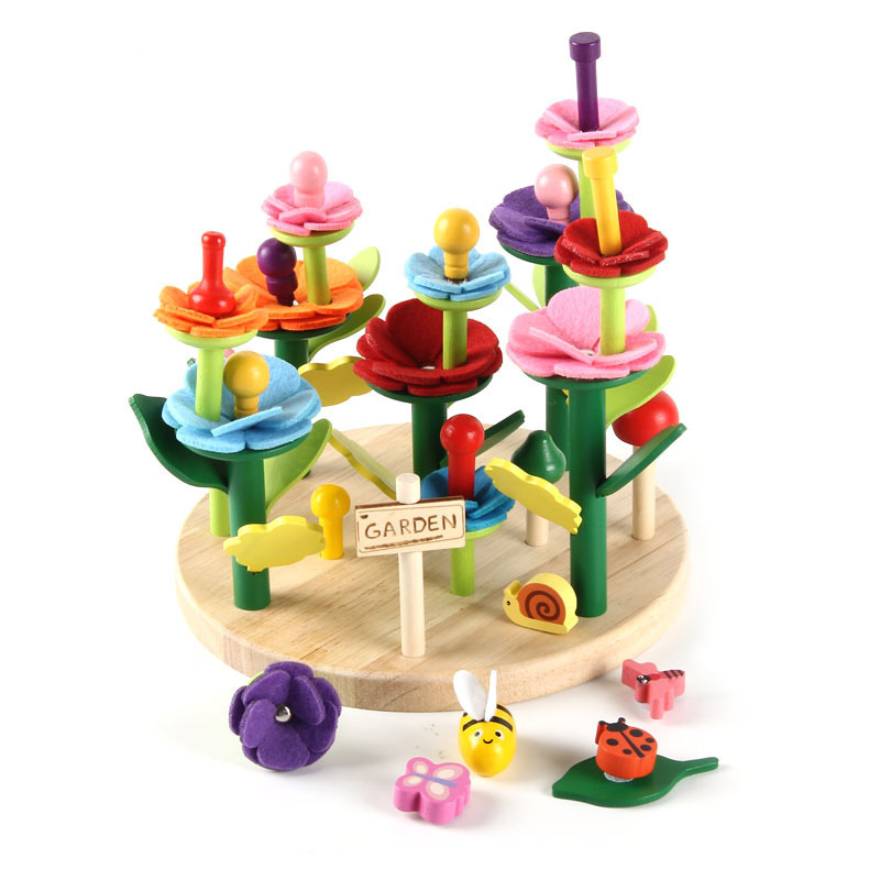 Bloques de construcción transfronterizos para niños Juguetes de madera para jardín Variedad educativa para niñas Traje de jardín Bloques de construcción DIY creativos